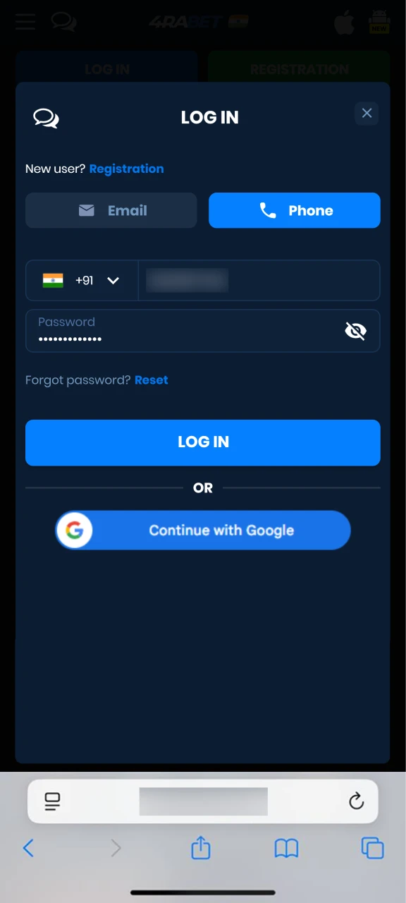 Log in or register a new account.