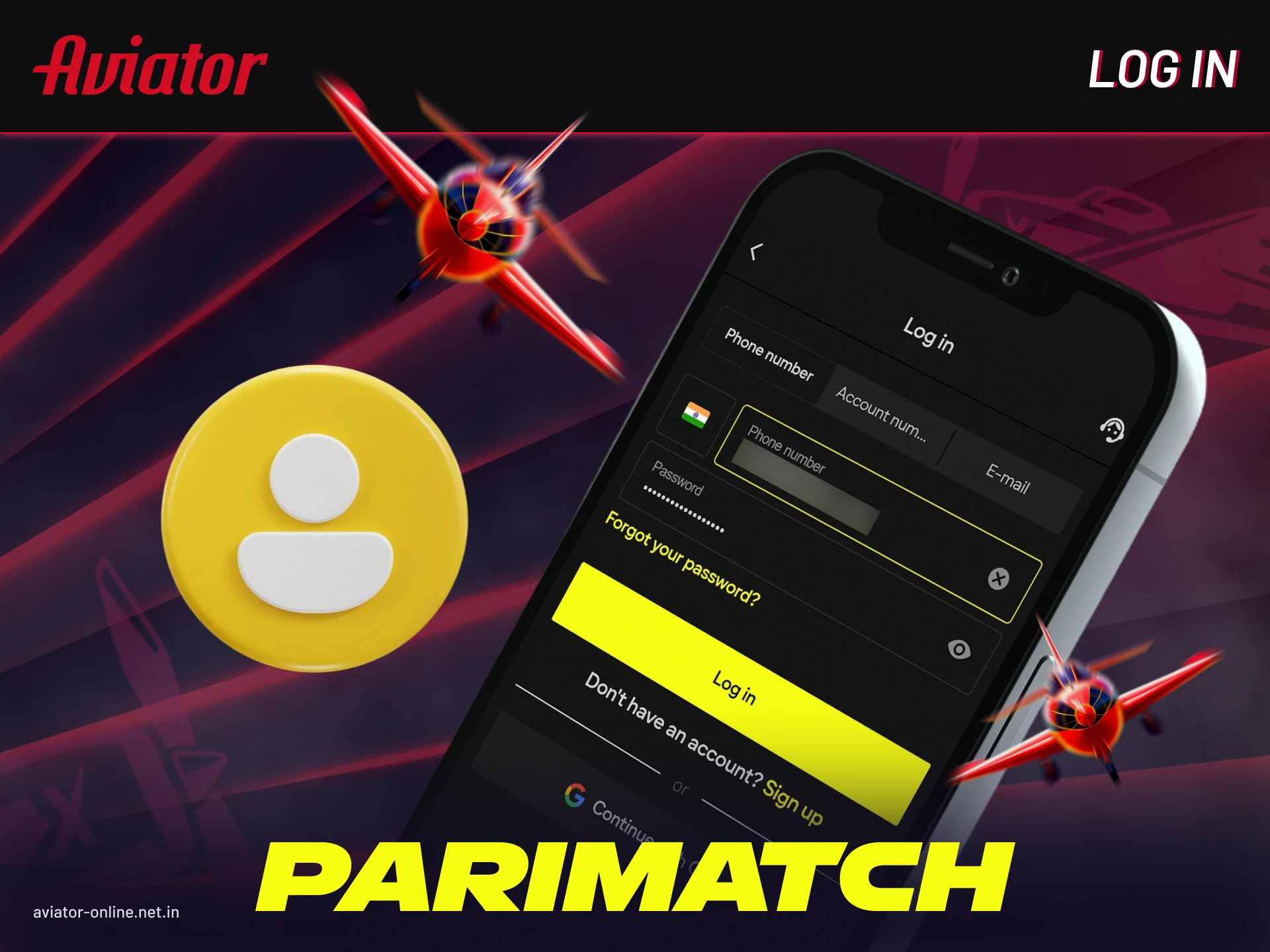 Sign in to Parimatch Aviator app on smartphone or tablet for mobile gameplay.