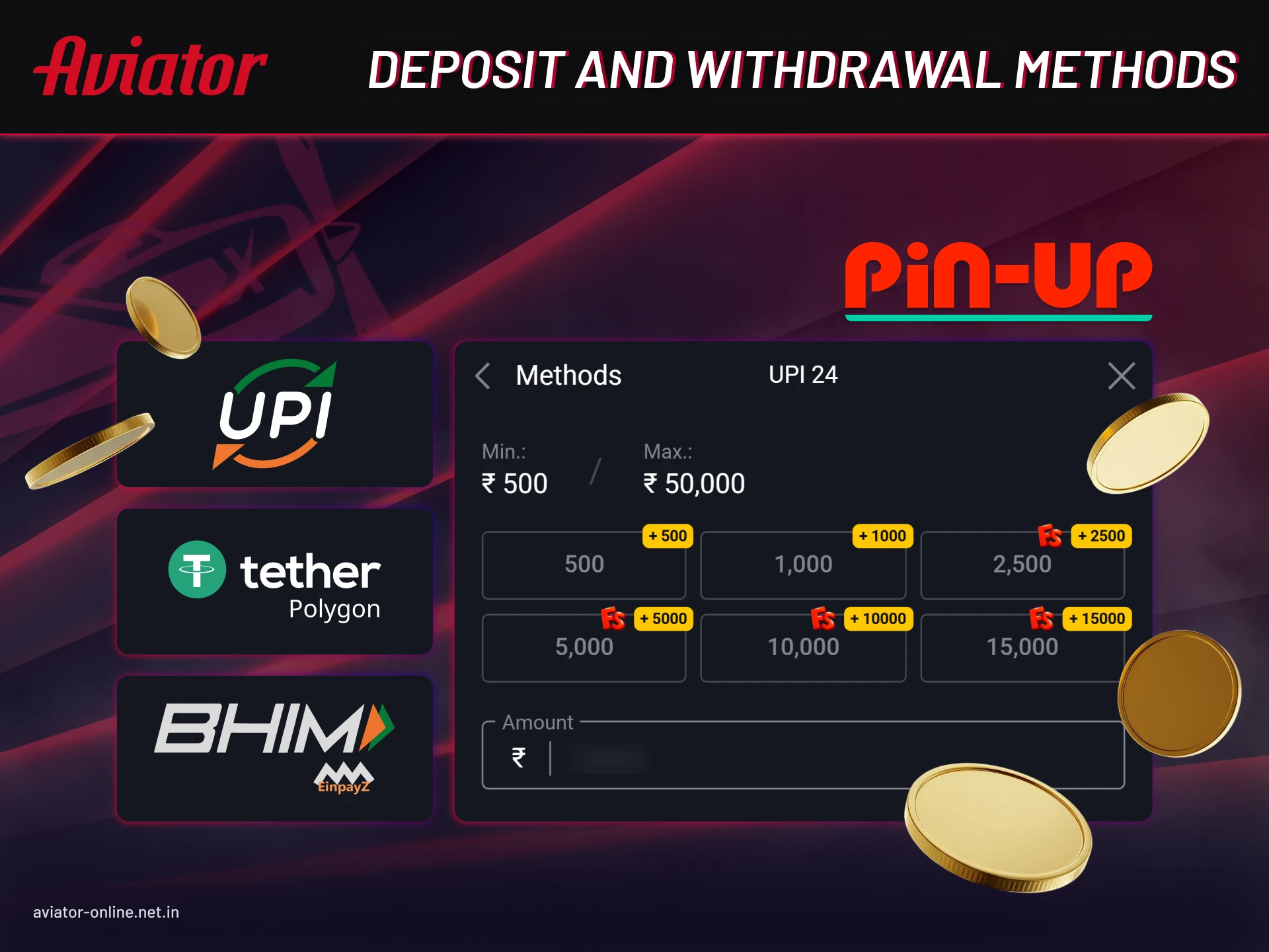 Pin Up Aviator app payment options and banking methods for players in India.