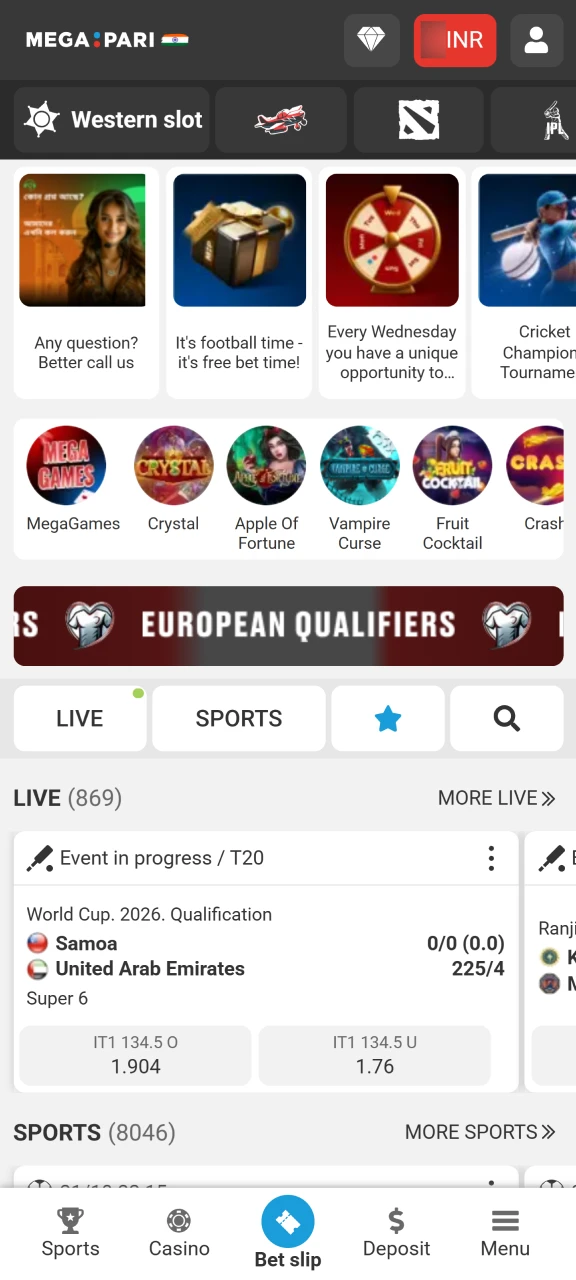 Visit official Megapari website on mobile browser to download app.